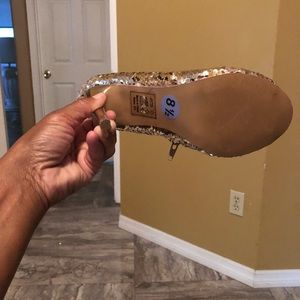 Gold sequin ankle boots